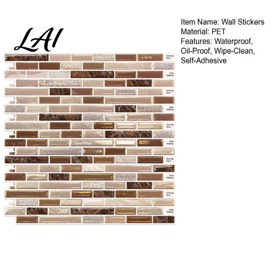 Rental Friendly Wall Decor 3D Gel Faux Mosaic Stickers Easy Peel & Stick Backsplash Tile Decorative Adhesive Sheets Vintage Brick Wallpaper