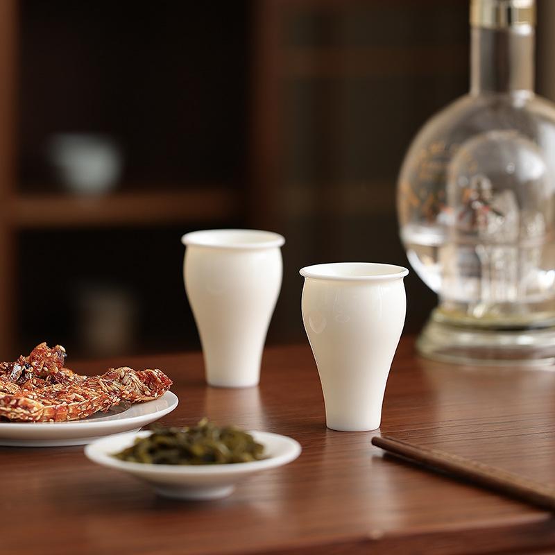 1/2pcs Japanese-style Ceramic White Wine Cup Sheep Fat Jade Household Kitchen Wine Cup Drinkware Accessories Gift Box 2025 New