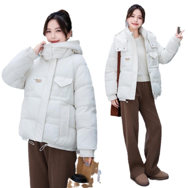 Down cotton jacket short winter Korean new hooded loose thickened students candy color cotton-padded jacket casual coat