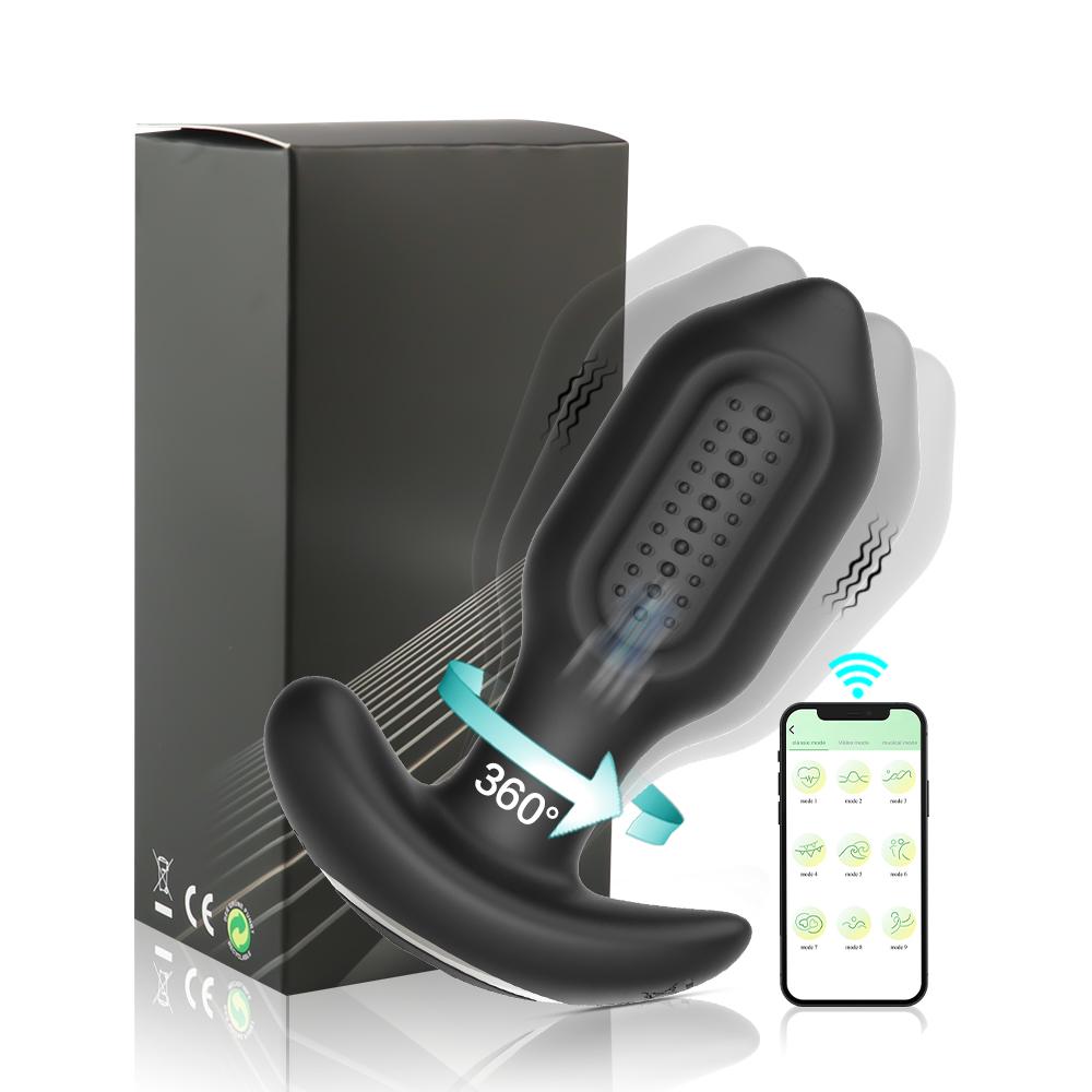 360° Rotating Vibrating Silicone Anal Plug, Anal Vestibule Vibrator, Male Anal Vibrating Female Adult Sexy Toys, Sex Toys
