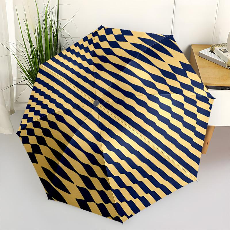 

1pc Blue Yellow Striped Pattern Automatic Open/Close Folding Umbrella - Compact 8-Rib Design, Daily Use, Perfect Gift for Friends & Family yy251124184