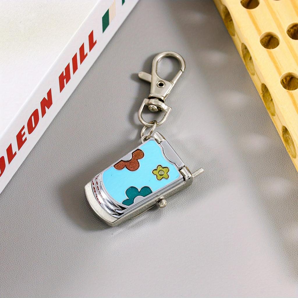 Flip Phone Keychain Watch Hanging Watch Fashion Trend Retro Cute Keychain Pendant Creative Gift
