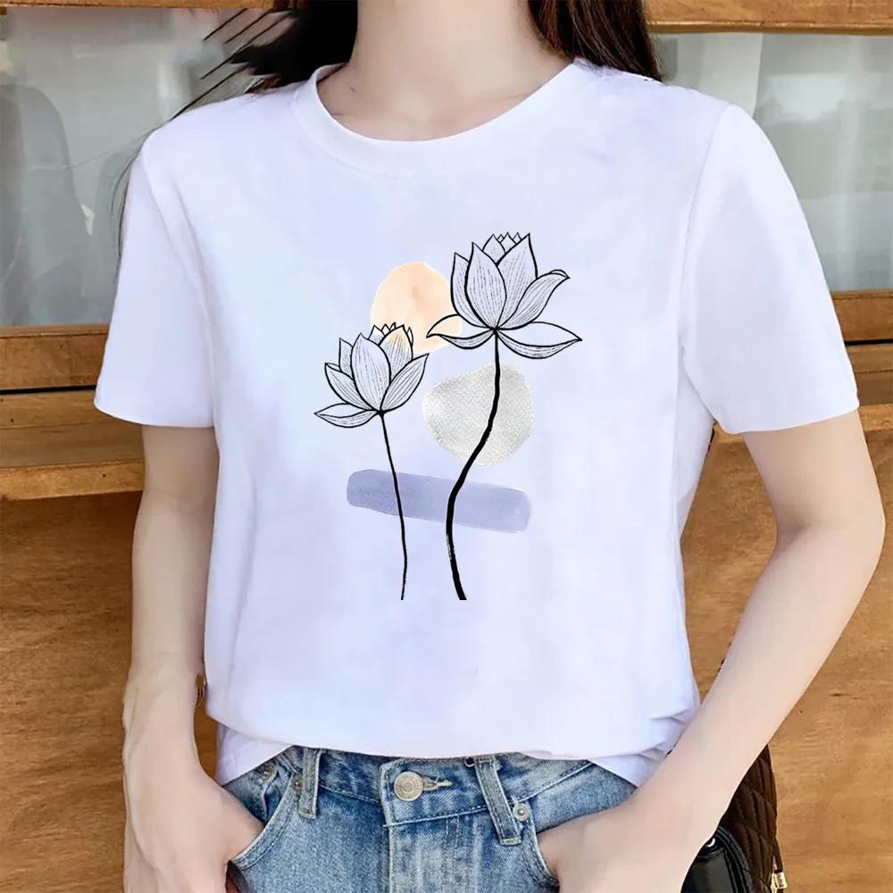 Womens Trendy Short Sleeve Tshirt Cartoon Plant Beach Print Casual Graphic Regular Fit Womens Clothing Fashion T Shirts