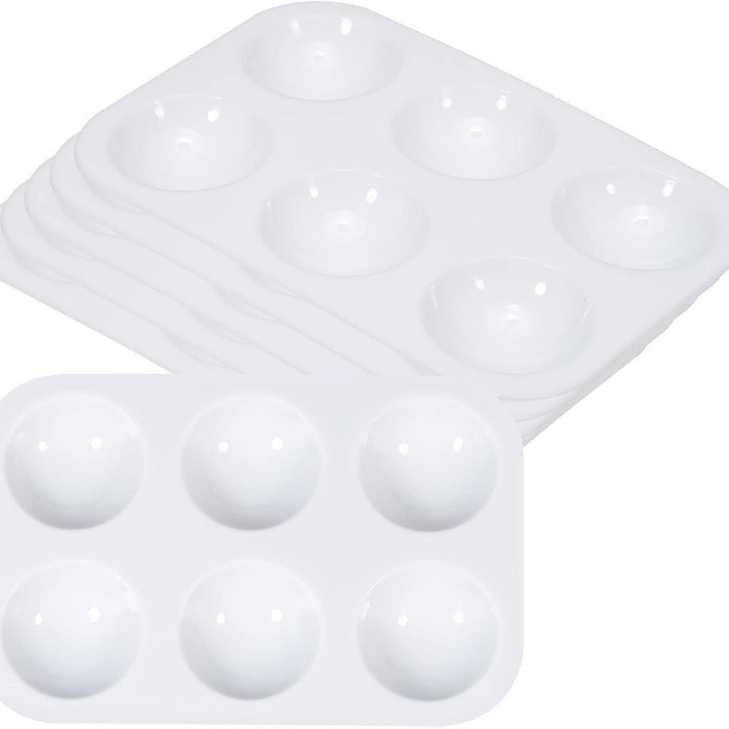 "Children's White Plastic Painting Palette: Plum-Shaped Acrylic & Watercolor Tray"