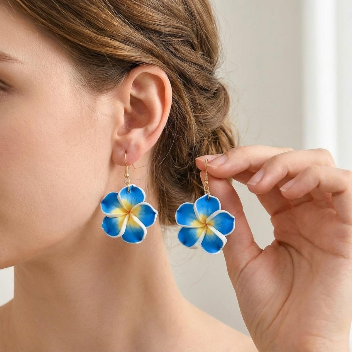 

Bohemian Soft Clay Flower Drop Earrings For Women Men Colorful Resin Floral Dangle Earring Summer Beach Vacation Party Zircon