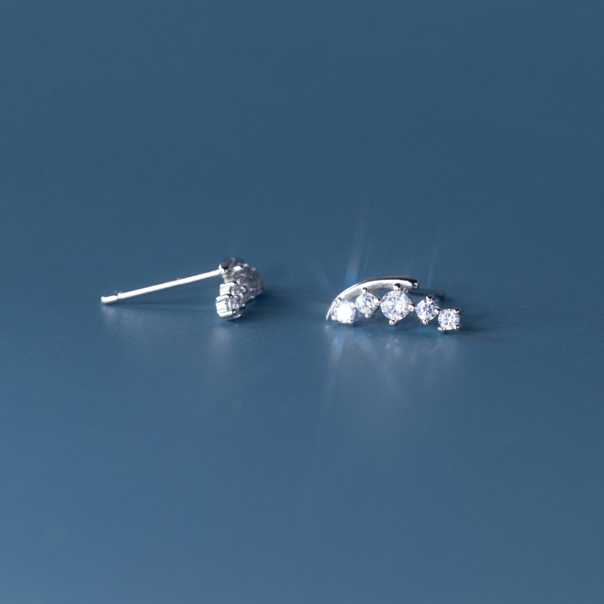 

Trendy Minimalist 925 Silver Mini Inlaid Zircon Arc Earring For Women Student Teen Jewelry Gift срібний