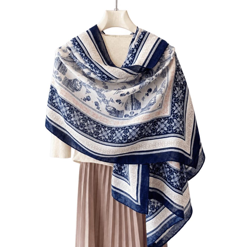 Multi-Purpose Ethnic Print Shawl Large Size Travel Cover Up Retro Beach Wrap Shawl For Women