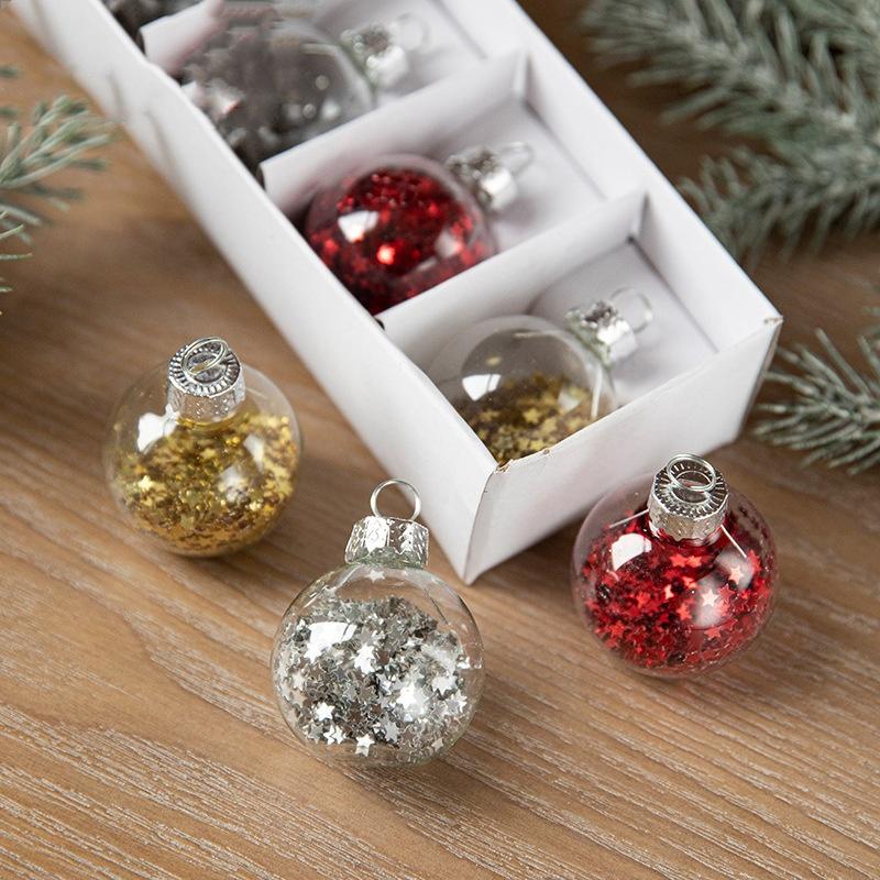Sváteční závěsná dekorace Skleněná průhledná hvězda Přívěsek Křišťálová skleněná koule 4 cm Vánoční koule Dekorace pro sváteční akcent