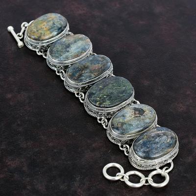 Bracciale in Pietra di Cianite Bracciale Vintage Fatto a Mano Bracciale in Argento Sterling 925 Bracciale con Catena Regolabile Gioielli di Design Regalo di Anniversario