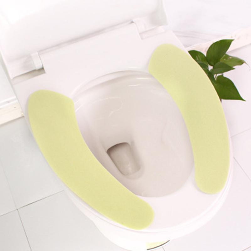Universal Toilet Seat Cover Soft WC Paste Toilet Sticky Seat Pad Washable Bathroom Warmer Seat Lid Cover Pad Cushion Solid Color