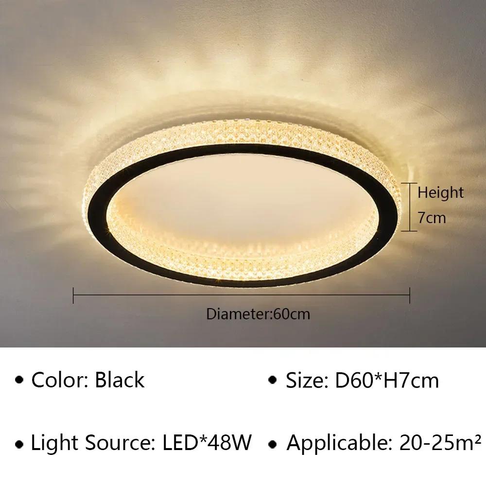 Simple New Modern Crystal Master Bedroom Ceiling Lamp Creative LED Round Living Room Net Red Soft Light Home Lighting Decorate