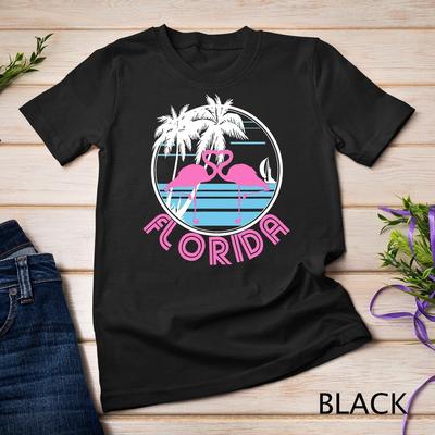 T-shirt Rose Flamingo Cœur Floride - T-shirt Unisexe Rétro Vintage Années 80