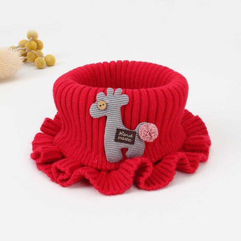 New Baby Knitted Scarf Cartoon Wool Giraffe Ruffle Neck Warmer Girls Kids Accessories Collar Circle Outdoor Winter Warm Scarves