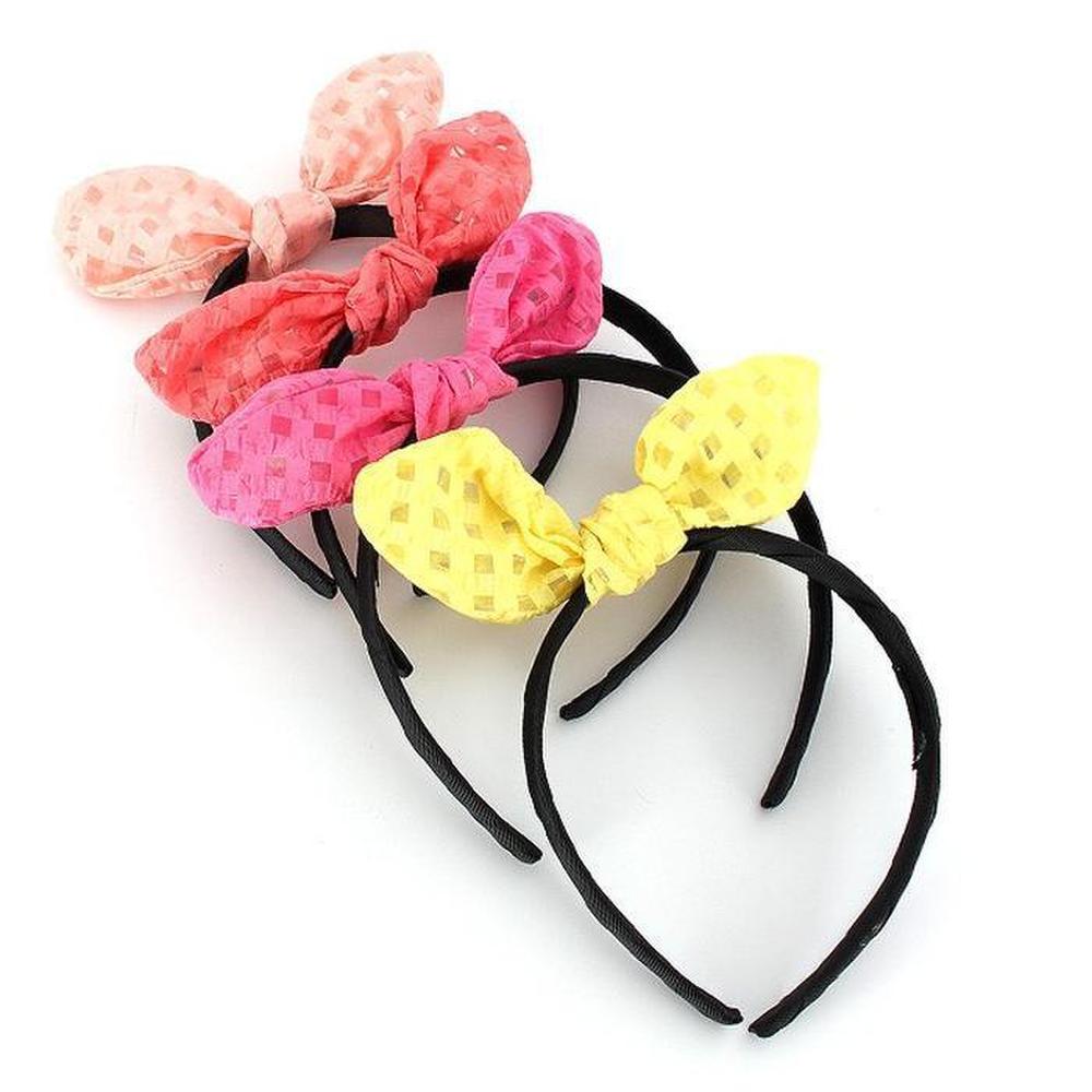 

Chiffon Check Bunny Headband (Hard Type) (5823233) hot pink