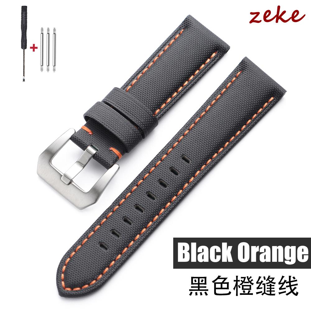 Universal Stitching Watch Band Durable Sailcloth & Leather Watch Strap 20mm 22mm 24mm 26mm Watchband Accessories Perforated Belt