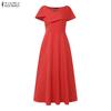 ZANZEA Women Elegant Off Shoulder Sleeveless Casual A-line Dress
