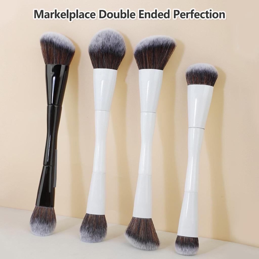 Double-Ended Makeup Brush: Foundation, Powder, Contour, Blush - Soft Beauty Tool