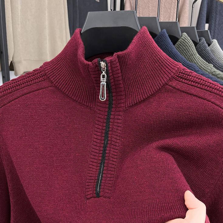 2025 Autumn Winter New Mens Sweater Zippers Turtleneck Long Sleeve Men Warm Pullovers Sports Sweater