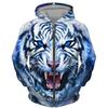 Trend Tiger Pattern Zip Up Hoodies For Men Fashion Autumn Long Sleeve Pullovers Loose Streetwear Cool Hoodie