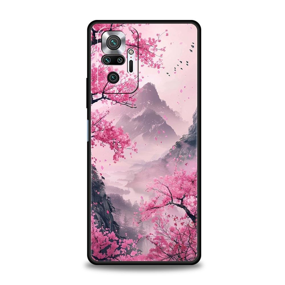 Pink Sunset Mountain Phone Case Cover for Redmi 14C 10C Note 15 14 13 12 10 11 K40 Pro Plus 5G Shockproof Soft TPU Shell Capas