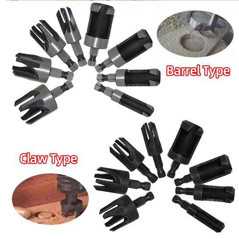 Wood Plug Cutter Drill Bit Set Hex Shank Barrel/Claw Type Wooden Plug Drill Straight and Tapered Hole Cutter Woodworking Tool
