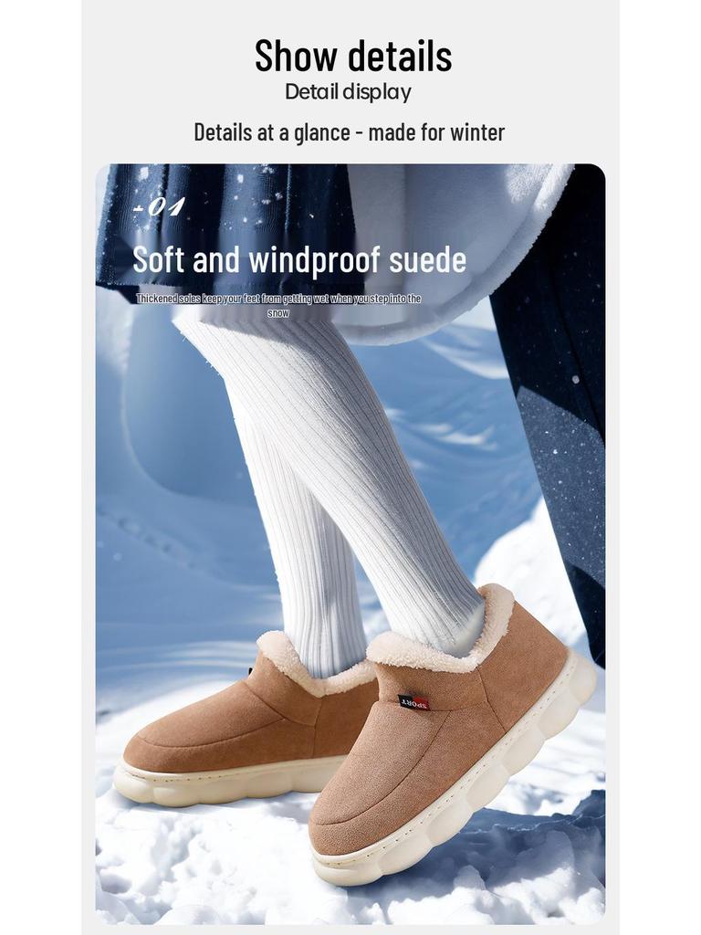 Neuer Stil Winter Baumwollpantoffeln: Samtgefüttert, Dicksohlig, Innen/Außen, Herren-/Damen-Schneestiefel