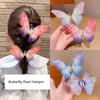 2Pcs Butterfly Girls Hairpin Moving New Gradient Hair Clip Three-Dimensional Barrettes Pearl Pet Hair Accessories