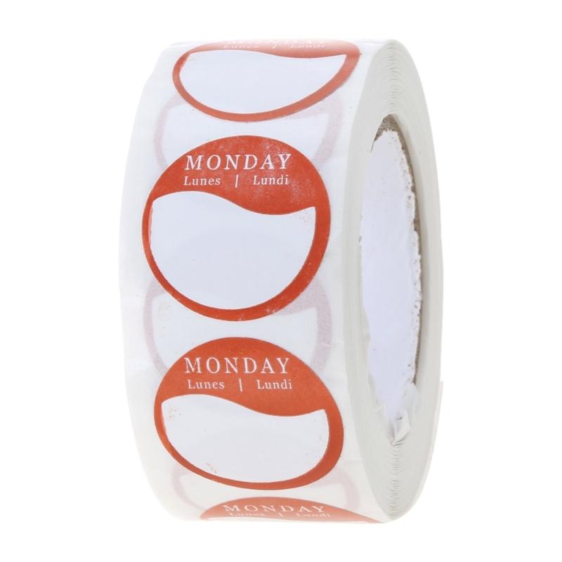 

Weekly Self-Adhesive Stickers Day of The Week Labels 1 Inch Inventory Management Labels Round Stickers Monday to Sunday 1