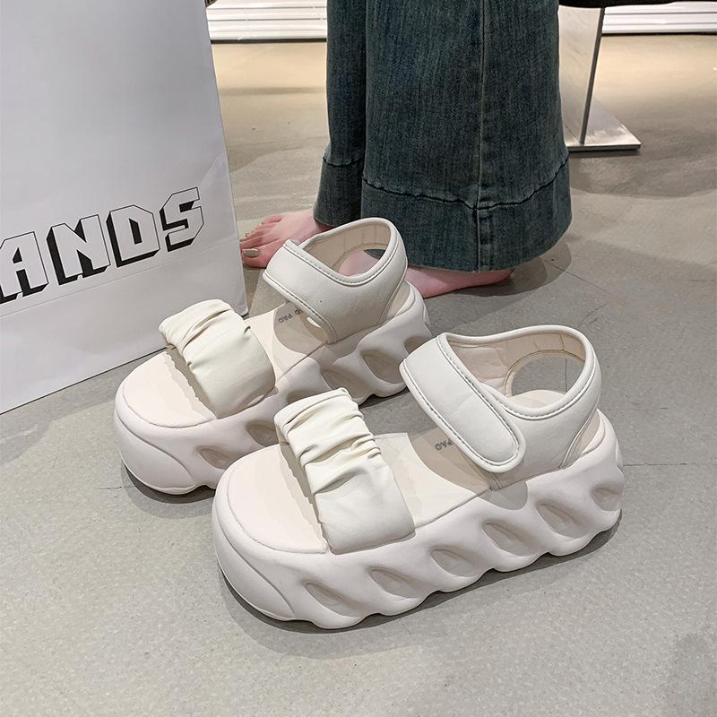 

Туфли-сандалии на платформе-маффин женские новая летняя одежда модные и с высоким чувством универсальные римские пляжные туфли не устают 39