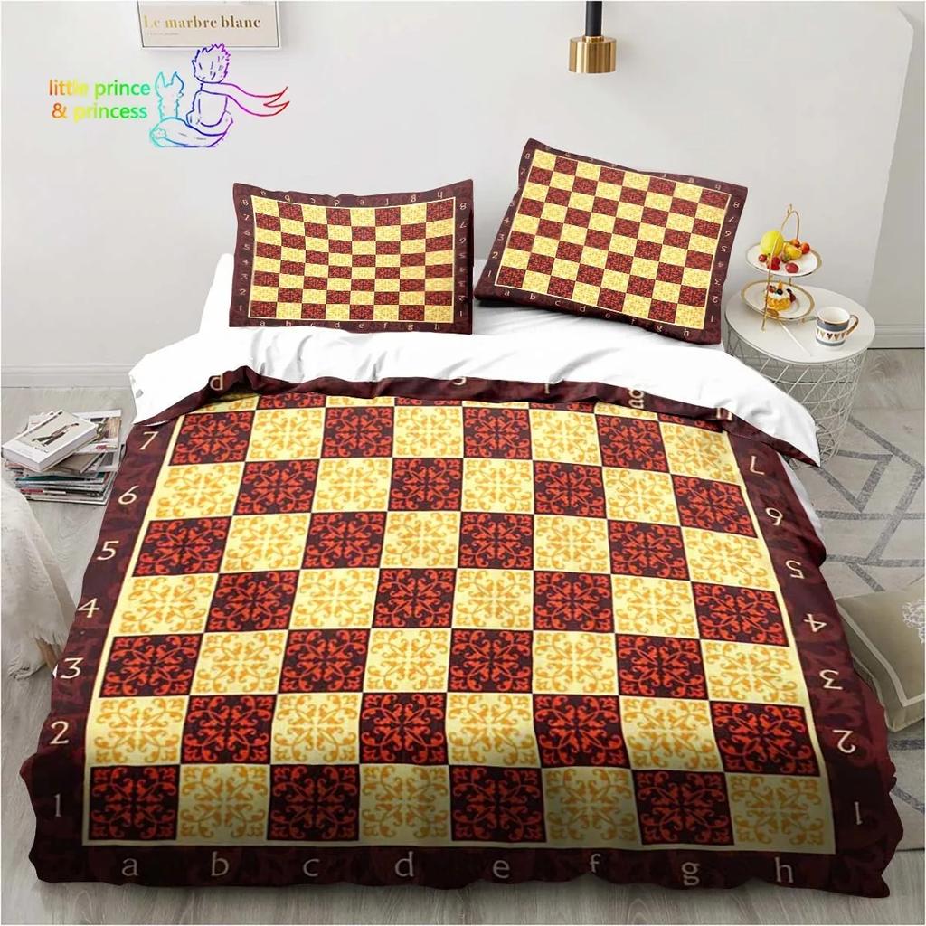 Funny Chess Board Comfortable Duvet Quilt Cover Pillowcase Bedding Set Children Bedroom Decoration Home Textile
