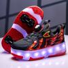 28-37 kinder Vier-rad Demontage In Flache Sport Schuhe Mesh LED Beleuchtete Sport Schuhe Licht Schuhe