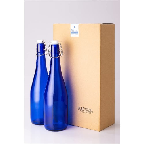 Machine Bottle Anchor Top Bottle, 720ml, Blue, Set of 2, Storage/Refill Container, Glass Bottle AT720SWCB2