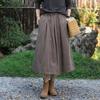 Women Vintage Solid Color Skirts Elastic Waist Autumn Pockets Casual Soft A-Line Skirts