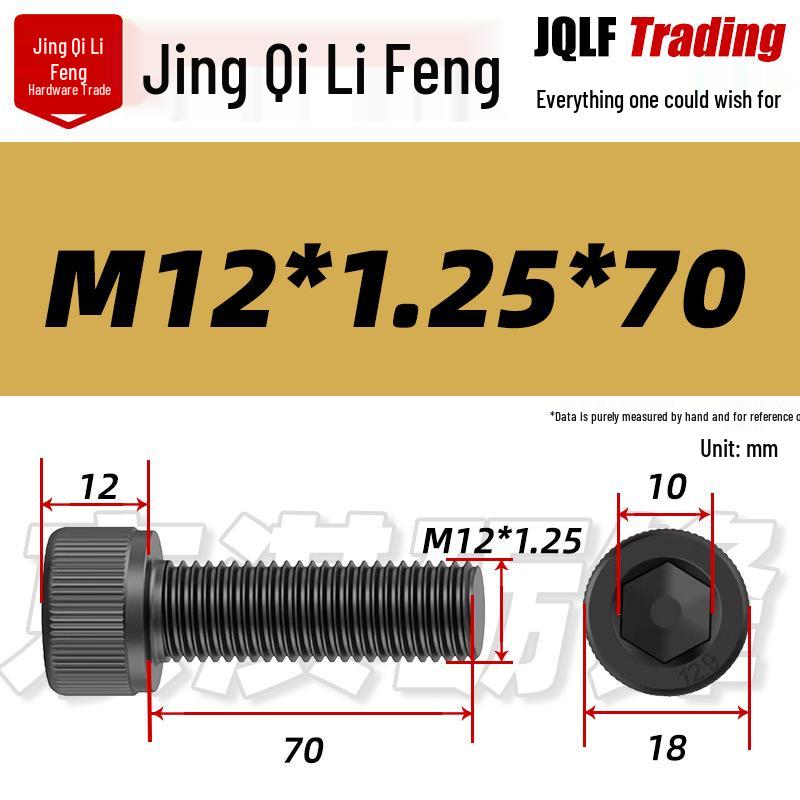High-Strength Black Hex Socket Head Cap Screw, M8-M48, Fine Thread, Full Thread, Fine Pitch
