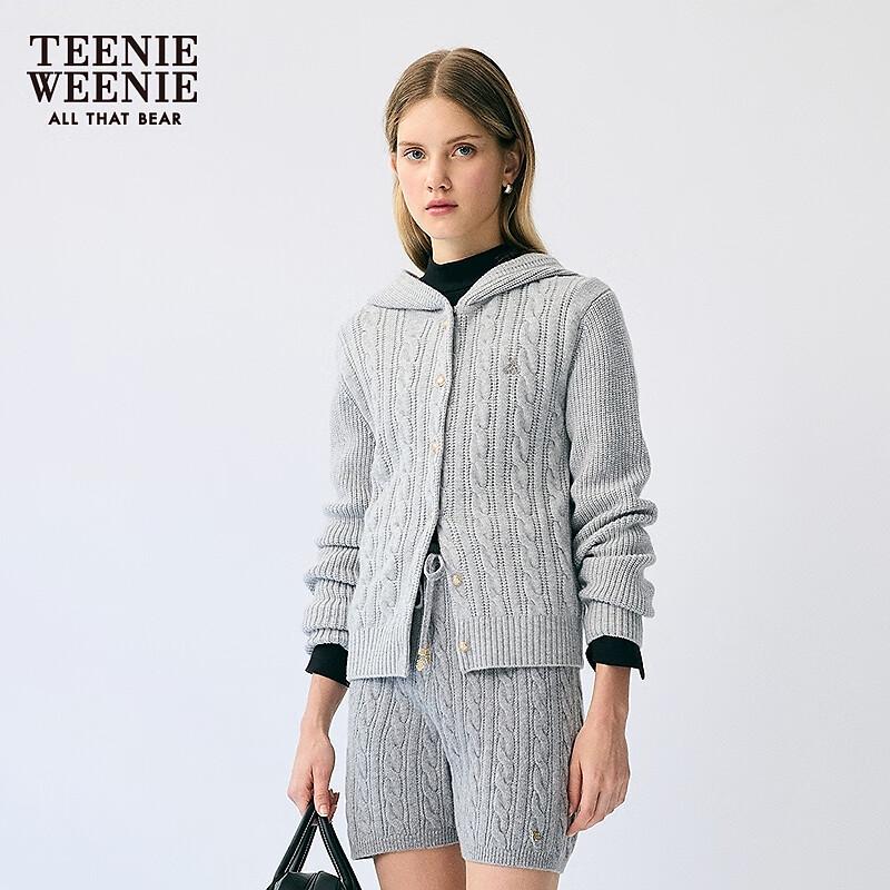 Teenie Weenie Zhao Lusi Style Bear Hooded Knit Cardigan