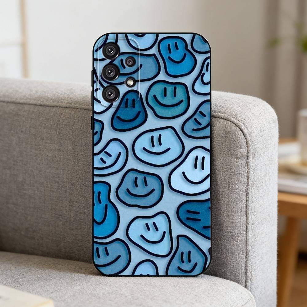 C-Cute Smile A-Art Handyhülle für Samsung S25,S24,S21,S22,S23,S30,Ultra,S20,Plus,Fe,Note,10,9,5G Schwarze Abdeckung