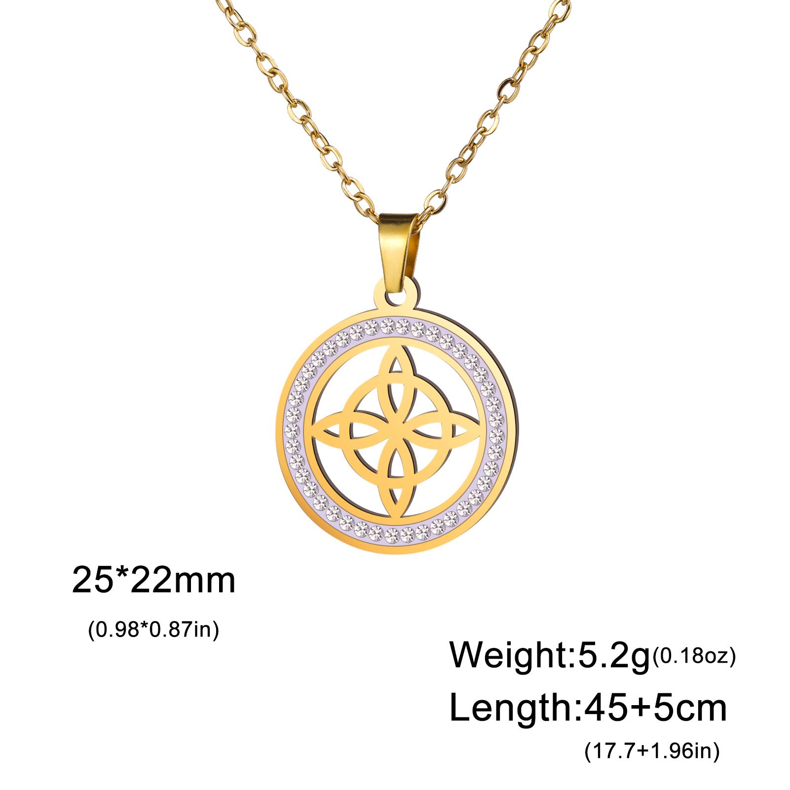 

Ожерелье Ведьмин узел из нержавеющей стали с круглым кулоном из прозрачного циркония, амулет Викка, подарок на день рождения 45-50cm