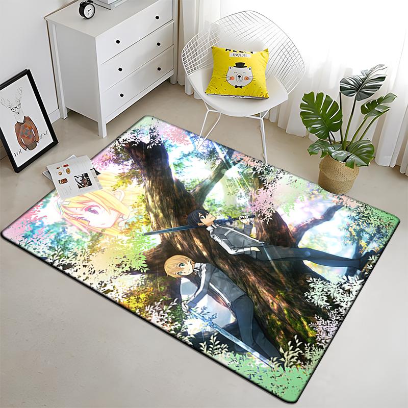 Hot Anime SAO Sword Art Online Modern House Living Room Floor Matte Bedroom Carpet Art Poster Mat Pattern Decorative Square Rug