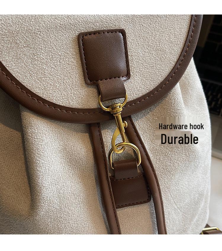 2025 Retro Wildleder Koreanischer Influencer-Stil Damenrucksack - Große Kapazität College- & Reisetasche