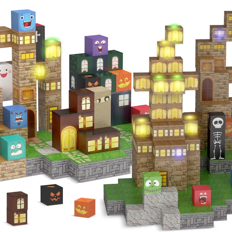 137Pcs My Halloween World Magnetic Block Light Building Block Magnetic Attraction Magnetic Building Block Set 2Cm