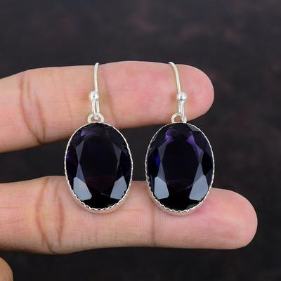 Faceted African Amethyst Earring 925 Sterling Silver Earrings Real Gemstone Jewelry Handmade Earring African Amethyst Jewelry Gifts For Her