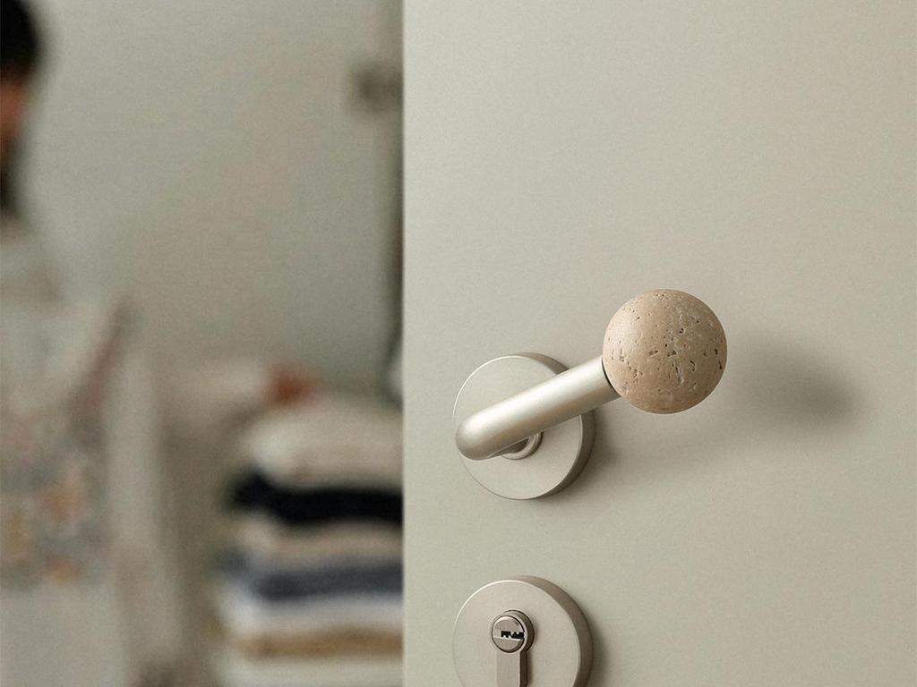 Antique Travertine Door Handle Set: Magnetic Silent Lock for Modern Interior Doors
