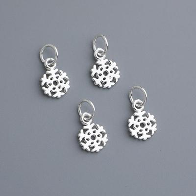 Handmade S925 Sterling Silver Snowflake Pendant for DIY Beaded Jewelry - Bracelet, Necklace, and Flower Accessories.