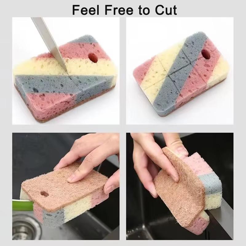 5/10pcs Colorful Dishwashing Sponge Wood Pulp Non Stick Reusable Household Dishwashing Decontamination Kitchen Cleaning Tools