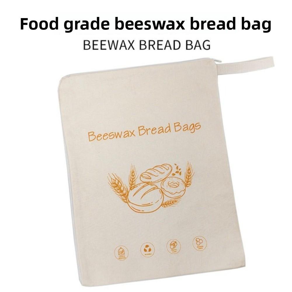 Moisture Lock Beeswax Bread Bags L Shaped Zipper Large Capacity Food Storage Bag Reusable Cotton Fabric Sourdough Storage Bags
