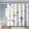 Elegant Simple Black Butterfly White Flower Art Bathroom Shower Curtain Waterproof Bathroom Decorative Shower Curtain