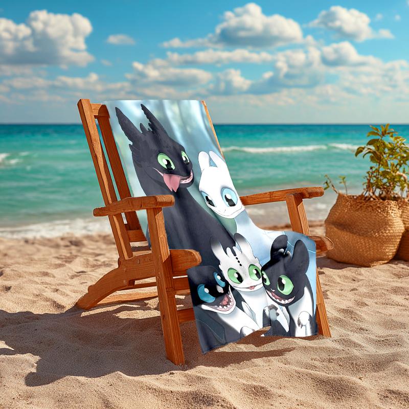 1pc Toothless1 Beach Towel, Comfortable and Thick, and Swimming/Bath/Picnic/Camping Towel, Suitable for Seaside Beaches
