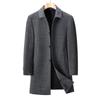 Autumn and Winter Men's Wool Windbreaker Mid-length Business Casual Lapel Coat Middle-aged and Elderly Dad Plaid Coat