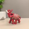 Resin Elephant Figurine Decorative Ornament Home Office Desk Entryway Chinese Style Red Gold