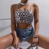 Rhinestones Body Chain Tanks Top Sleeveless Crop Top Body Jewelry Beach Bikini Coverups for Club Party Body Jewelry